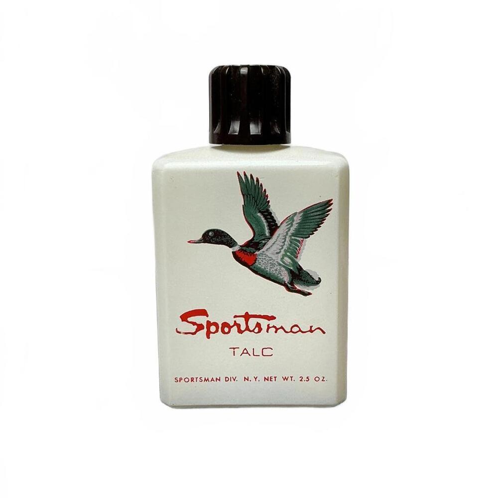 Vintage Sportsman Talc Powder Bottle w/ Flying Mallard Duck Illustration